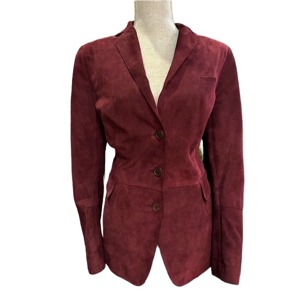 Wine Goat Suede Akris Punto Blazer